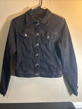 Ecko Unlimited Black Denim Jacket with Contrasting Stitch